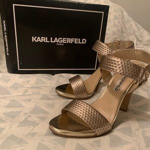 Karl Lagerfeld Cieone gold leather heel
